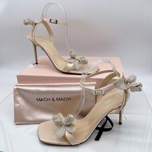 Mach & Mach Wonder Tulip Flower Slingback Sandals heels Beige US 12 EU 42 $1010